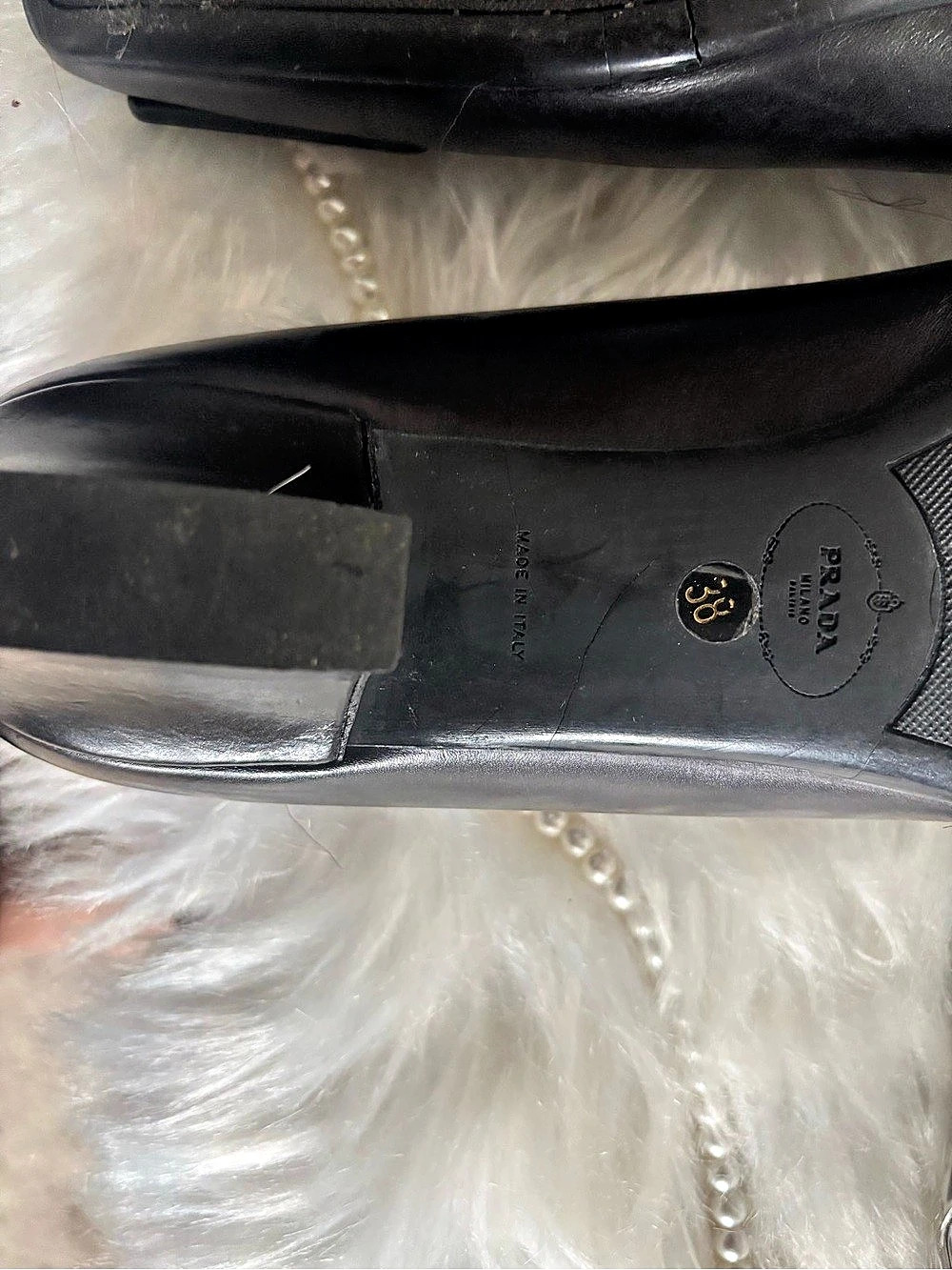Prada Black Leather Square Toe Block Heel Pumps Black Square Toe Block Heel - Picture 5 of 6